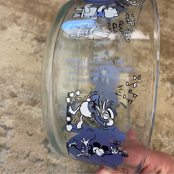 Pyrex 100 Year Anniversary Disney Winnie the Pooh Works Glass Dish Blue Clear - Picture 4 of 6